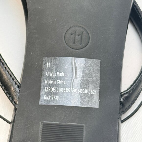 A New Day Sandals Womens 11 Black Faux Leather Kitten Heel Strappy Slide - Picture 9 of 10